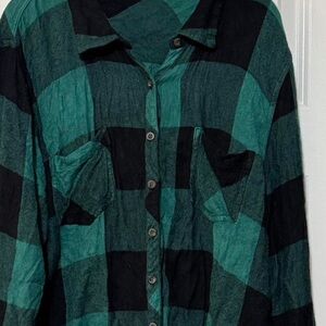 Maurices Green and Black Checkered Shirt